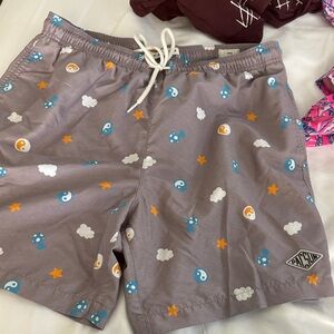PacSun Taupe Swim Shorts with Playful Motifs
